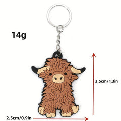 Highland Cattle PVC Keychain Cartoon Keychain For Men