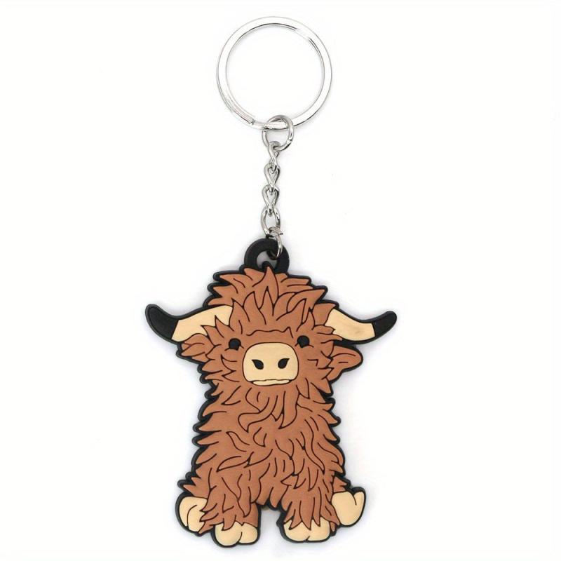 Highland Cattle PVC Keychain Cartoon Keychain For Men