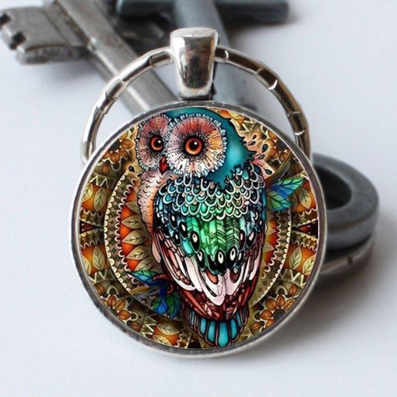 Fashionable Owl Time Gemstone Keychain