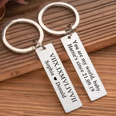 Personalized Stainless Steel Love Key Chain Engraved Name Tag