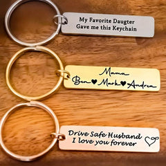 Personalized Stainless Steel Love Key Chain Engraved Name Tag
