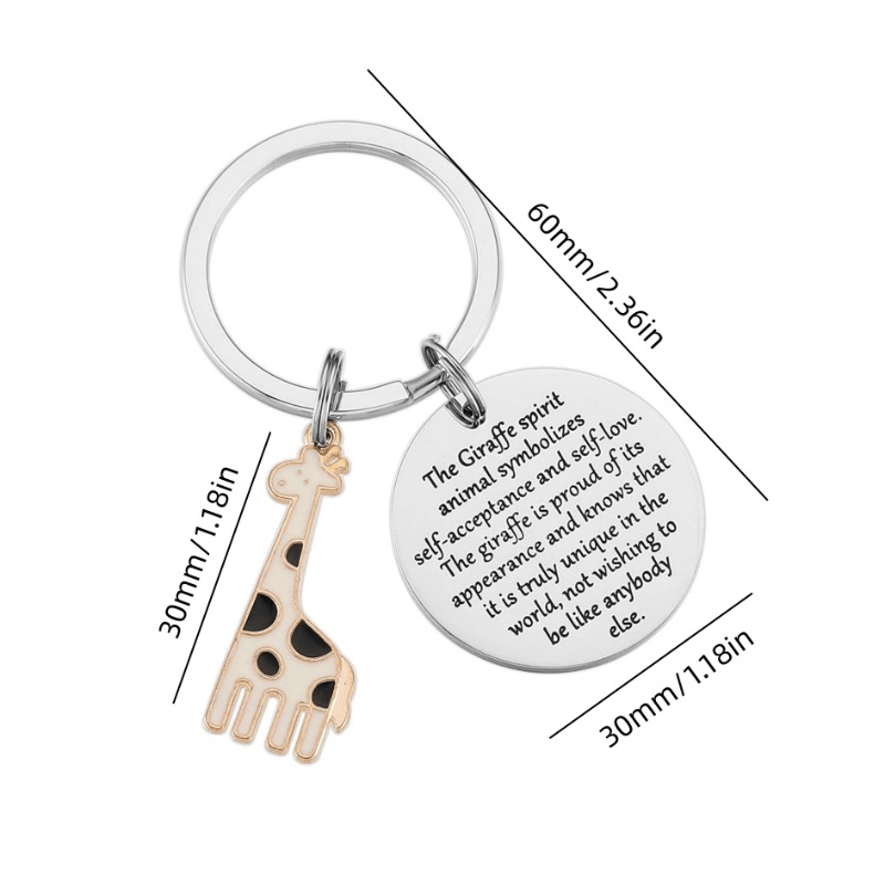 Cartoon Giraffe Keychain Stainless Steel Key Chain Christmas Gift