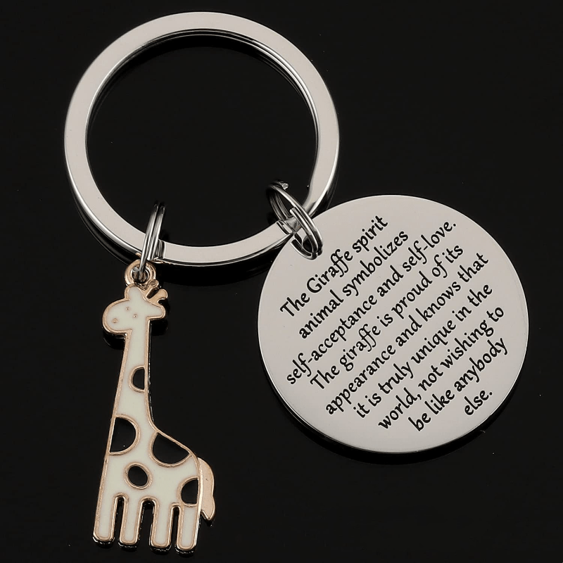 Cartoon Giraffe Keychain Stainless Steel Key Chain Christmas Gift