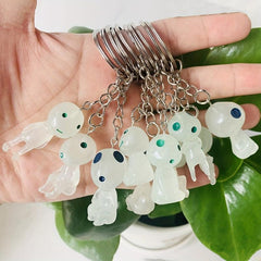 Ghost Shape Pendant Luminous Keychain Tree Elf Glowing Alien Anime Key Ring