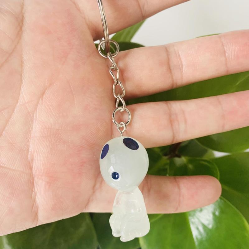 Ghost Shape Pendant Luminous Keychain Tree Elf Glowing Alien Anime Key Ring
