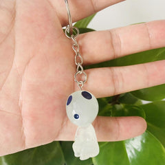 Ghost Shape Pendant Luminous Keychain Tree Elf Glowing Alien Anime Key Ring