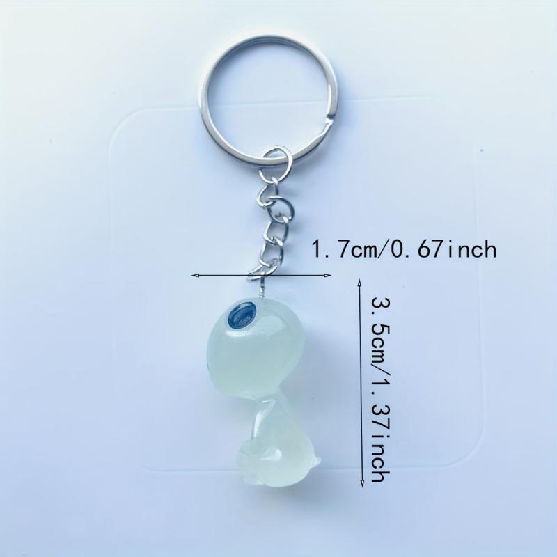 Ghost Shape Pendant Luminous Keychain Tree Elf Glowing Alien Anime Key Ring