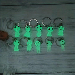 Ghost Shape Pendant Luminous Keychain Tree Elf Glowing Alien Anime Key Ring