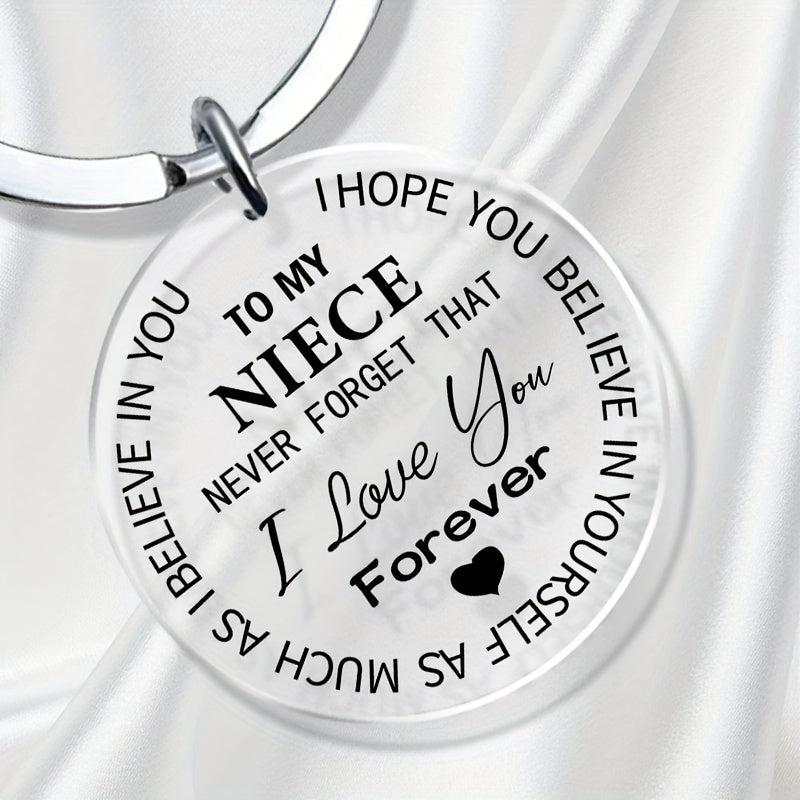 Believe Engraved Keychain for Niece - Graduation Gift - Handbag Accessory