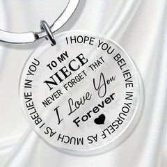 Believe Engraved Keychain for Niece - Graduation Gift - Handbag Accessory