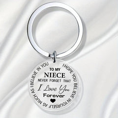 Believe Engraved Keychain for Niece - Graduation Gift - Handbag Accessory