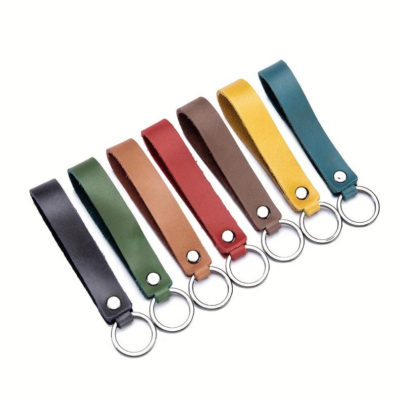 Car Keychain Men's Leather Case Small Gift Faux Leather Hanging Buckle