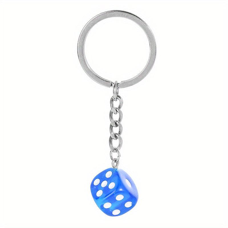 Colorful Resin Dice Keychain Men Women Key Holder Car Keyring Charm Bag Pendants
