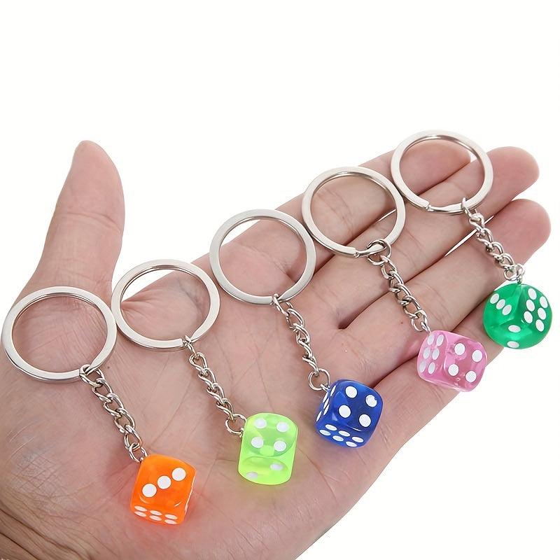 Colorful Resin Dice Keychain Men Women Key Holder Car Keyring Charm Bag Pendants