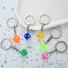 Colorful Resin Dice Keychain Men Women Key Holder Car Keyring Charm Bag Pendants