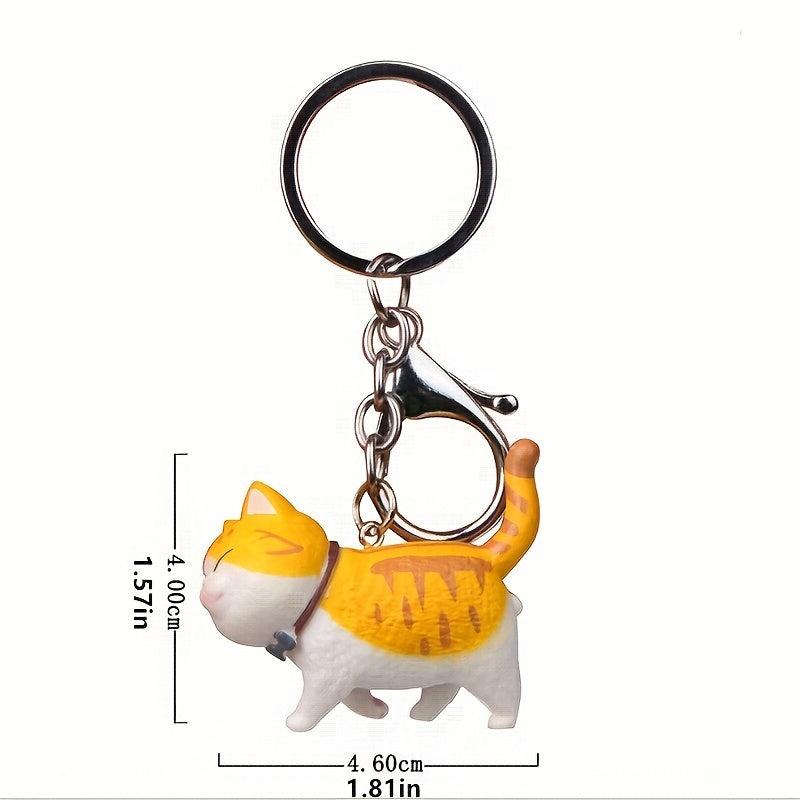 Cat Shaped Keychain Metal Anime Keyrings for Couple Handbags