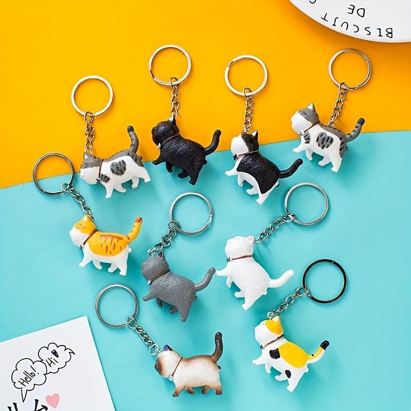 Cat Shaped Keychain Metal Anime Keyrings for Couple Handbags