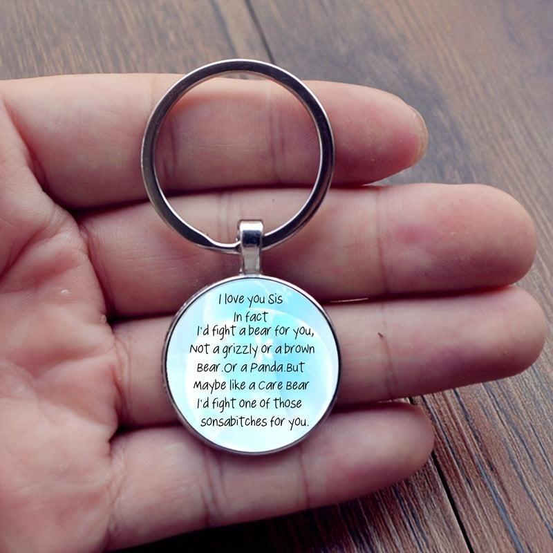 Funny Sister Gift Keychain Sister Glass Key Ring Birthday Gift