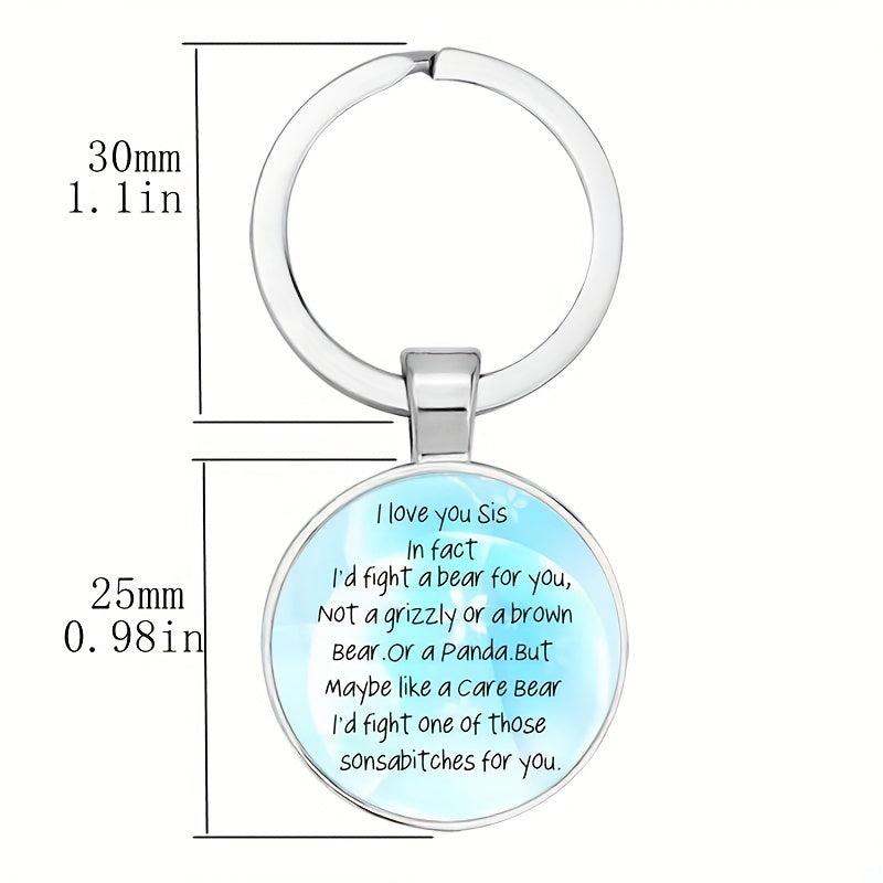 Funny Sister Gift Keychain Sister Glass Key Ring Birthday Gift