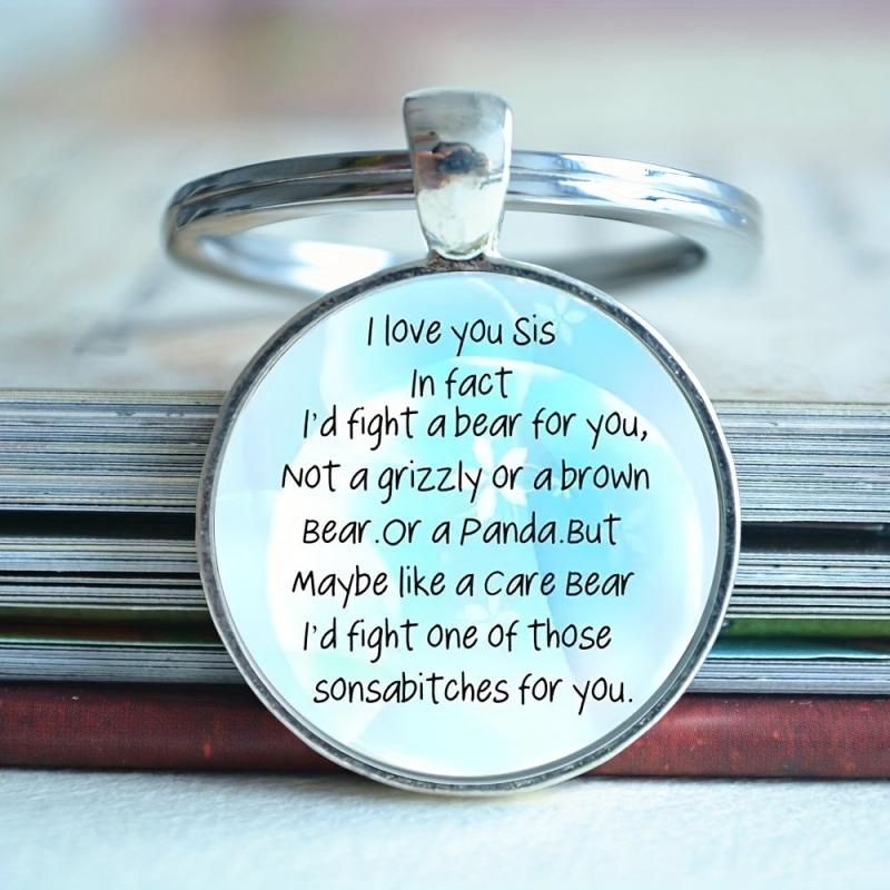 Funny Sister Gift Keychain Sister Glass Key Ring Birthday Gift