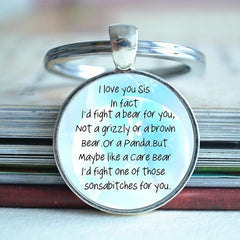 Funny Sister Gift Keychain Sister Glass Key Ring Birthday Gift