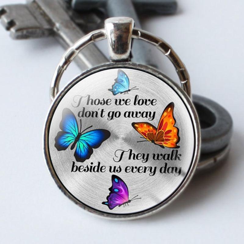 4 Butterflies Time Gem Keychain Bright Colorful Butterfly Keychain