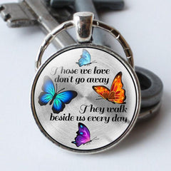 4 Butterflies Time Gem Keychain Bright Colorful Butterfly Keychain
