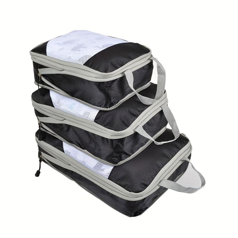 4Pcs Mesh Travel Packing Cubes Storage Bag Set Organizers For Clothes Shoes
