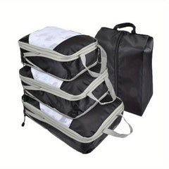 4Pcs Mesh Travel Packing Cubes Storage Bag Set Organizers For Clothes Shoes