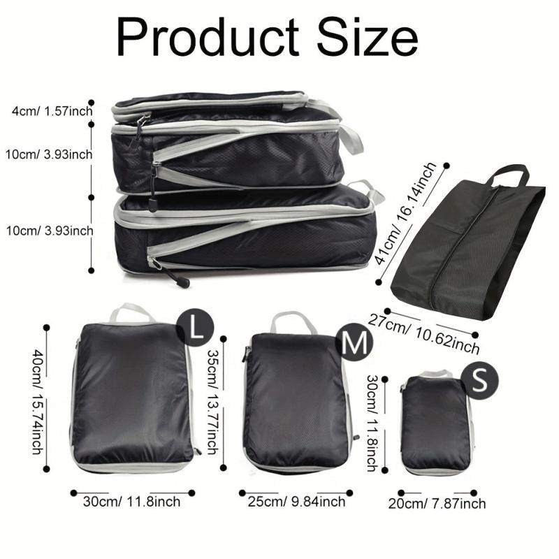 4Pcs Mesh Travel Packing Cubes Storage Bag Set Organizers For Clothes Shoes