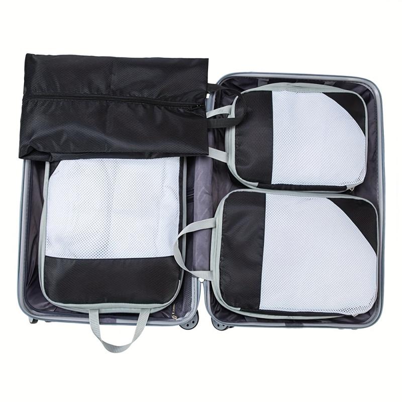 4Pcs Mesh Travel Packing Cubes Storage Bag Set Organizers For Clothes Shoes