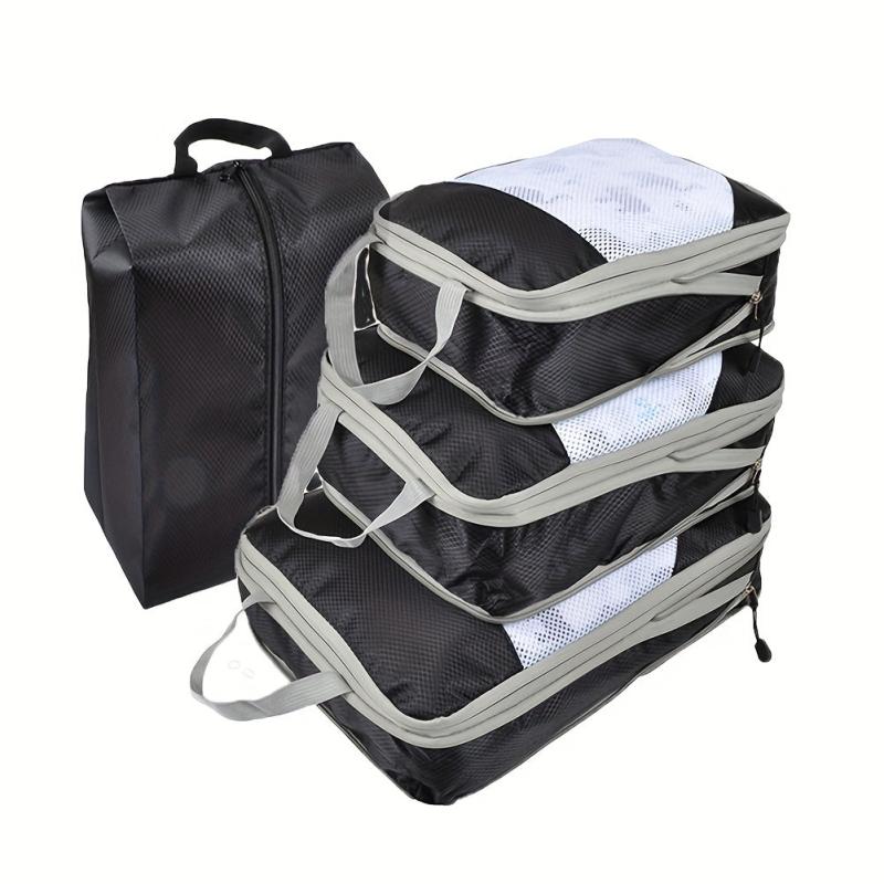 4Pcs Mesh Travel Packing Cubes Storage Bag Set Organizers For Clothes Shoes