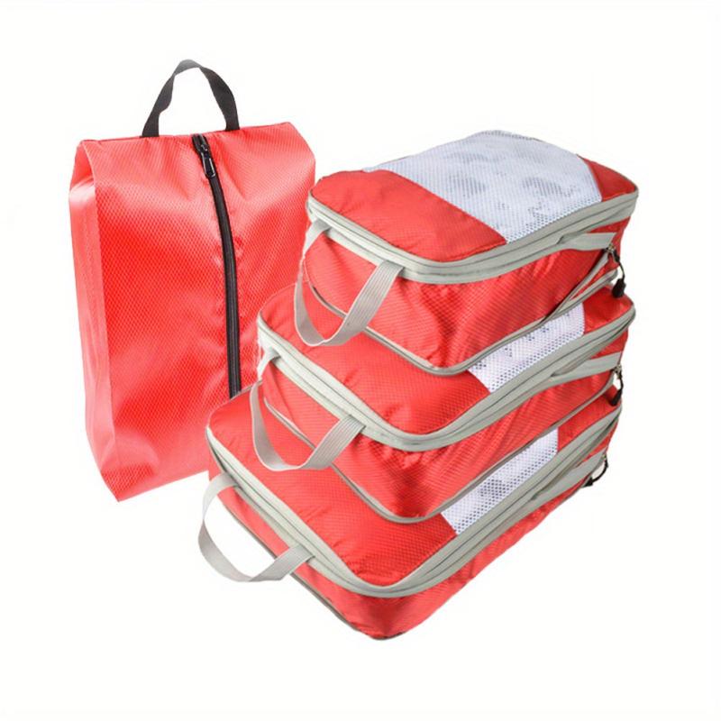 4Pcs Mesh Travel Packing Cubes Storage Bag Set Organizers For Clothes Shoes