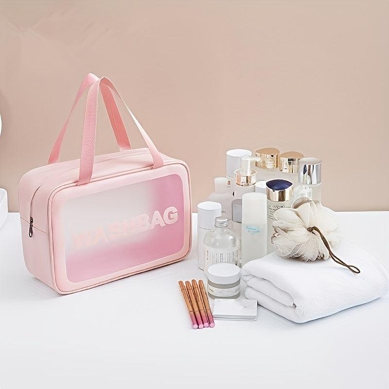 Pink Letter Print Cosmetic Bag Zipper Portable Handbag
