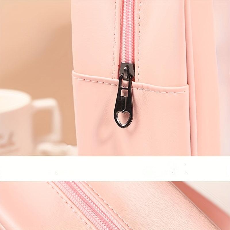 Pink Letter Print Cosmetic Bag Zipper Portable Handbag
