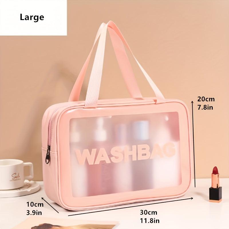 Pink Letter Print Cosmetic Bag Zipper Portable Handbag