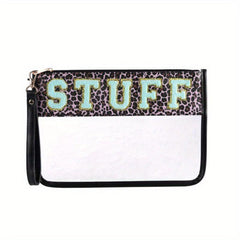 Chenille Letter Patch PVC Pouch Zipper Travel Cosmetic Bag