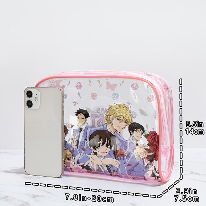 Anime Pattern Clear Zipper Cosmetic Bag for Travel Toiletries