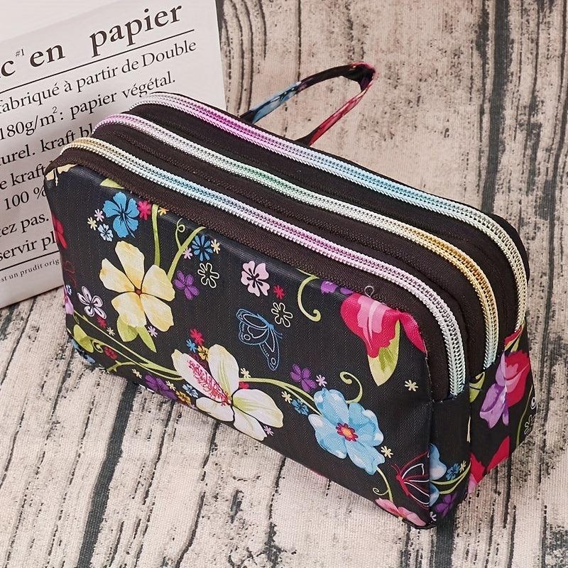Vintage Floral Print Large Wallet Clutch Coin Purse