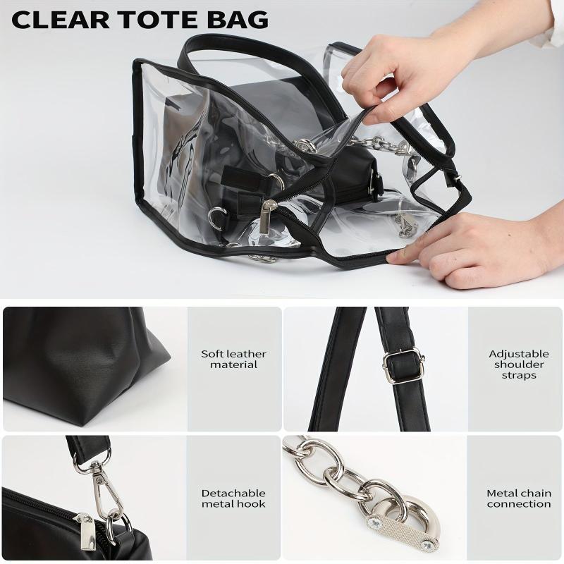 Clear Large Tote Bag Women's PVC Shoulder Handbag