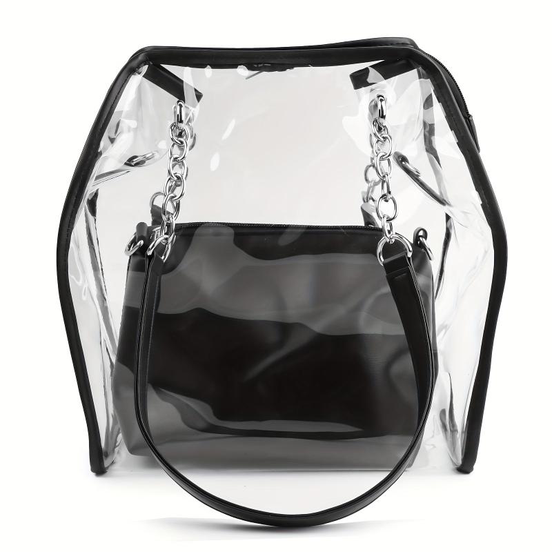Clear Large Tote Bag Women's PVC Shoulder Handbag