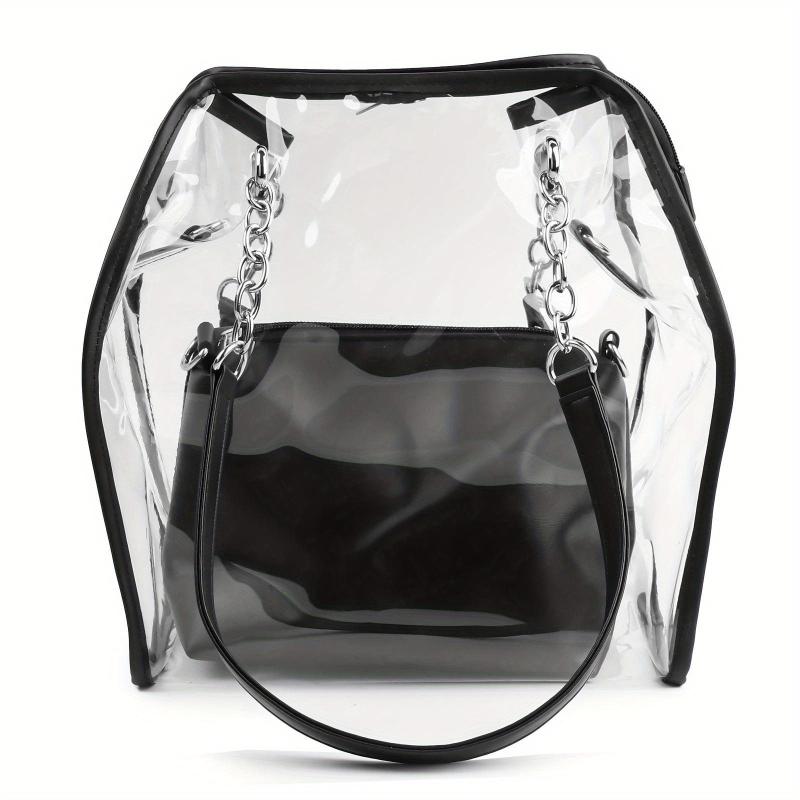 Clear Large Tote Bag Women's PVC Shoulder Handbag