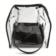 Clear Large Tote Bag Women's PVC Shoulder Handbag