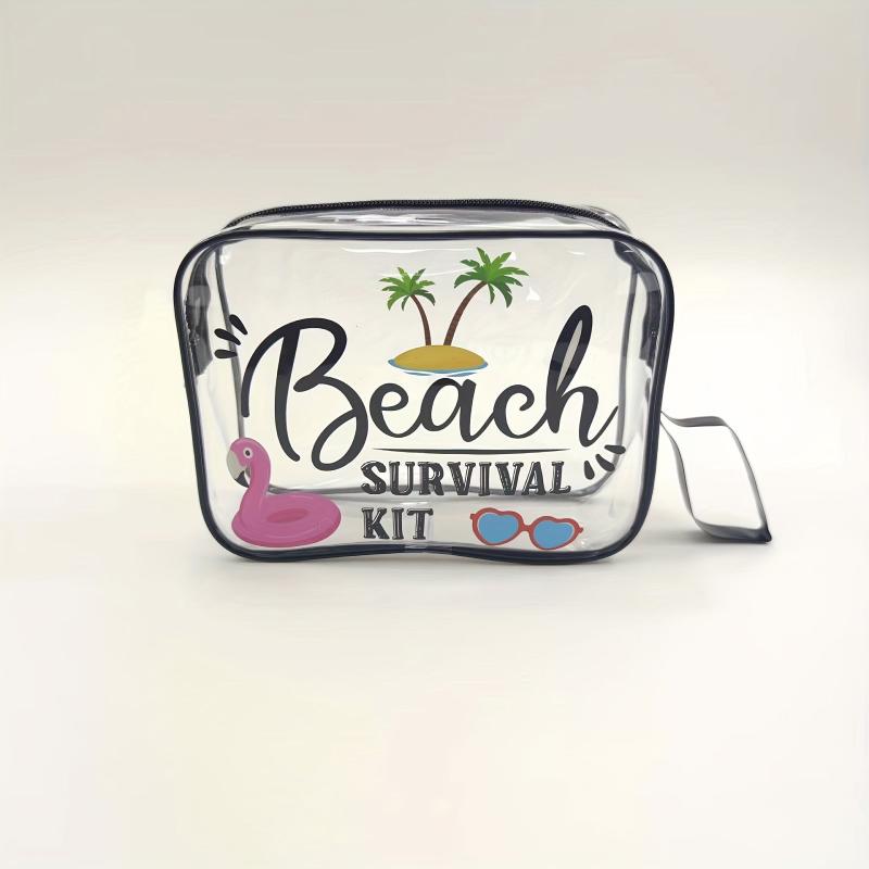 Transparent Portable Beach Cosmetic Bag Lightweight PVC Travel Storage Bag