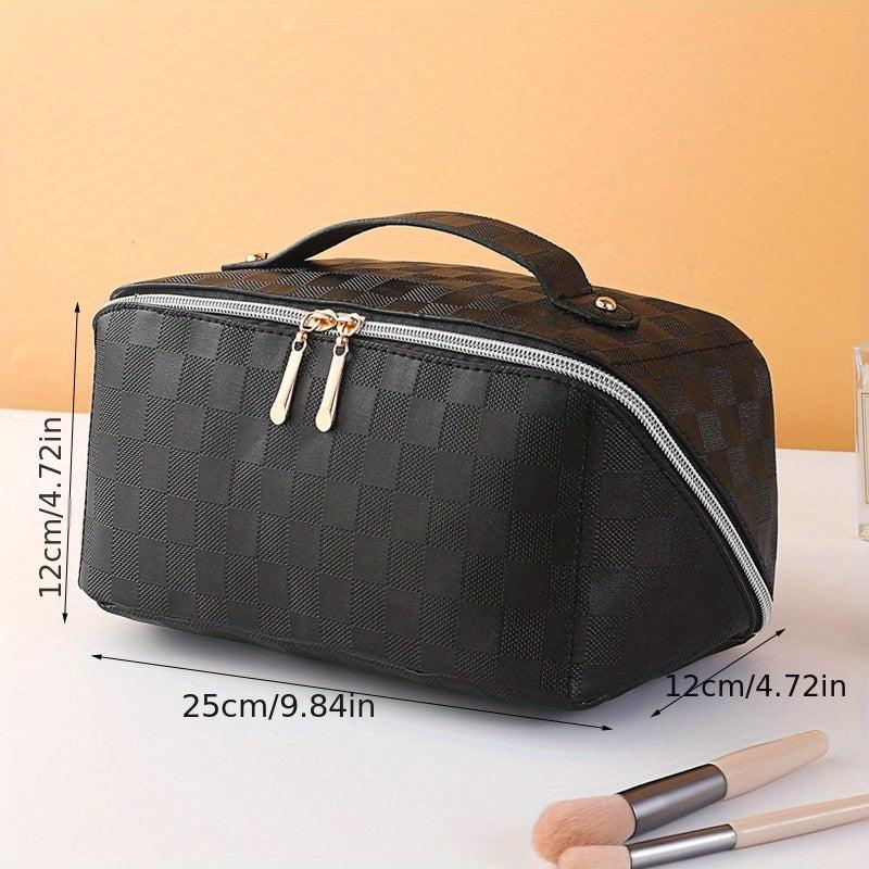 Checkerboard Pattern Makeup Bag Zipper Cosmetic Bag Travel Storage Bag