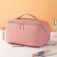 Checkerboard Pattern Makeup Bag Zipper Cosmetic Bag Travel Storage Bag
