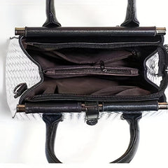 Metallic Woven Tote Bag Set with Clutch Purse for Women