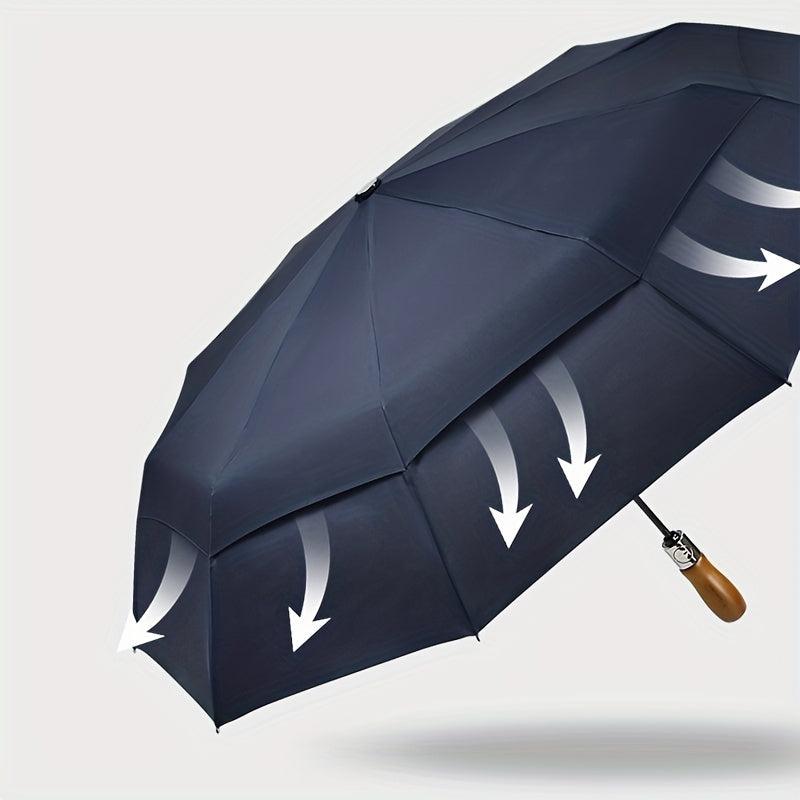 10 Ribs Auto Open Close Umbrella with Leather Cover