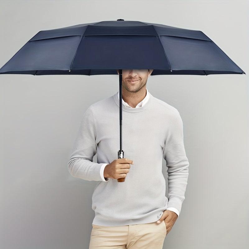 10 Ribs Auto Open Close Umbrella with Leather Cover