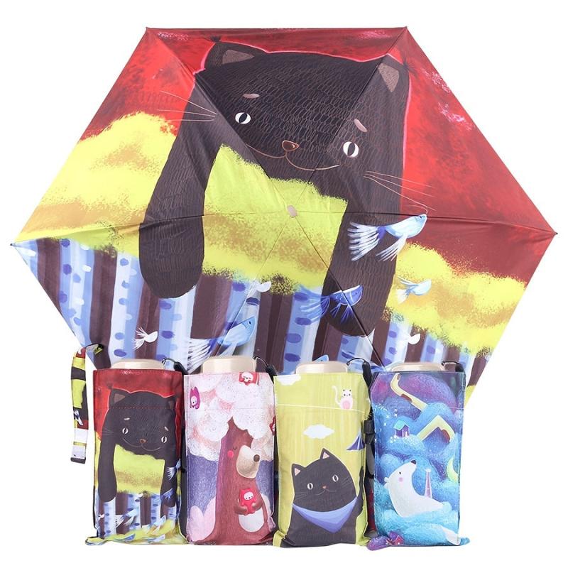 Cartoon Fairy World 5-fold Glue Sun Protection Umbrella